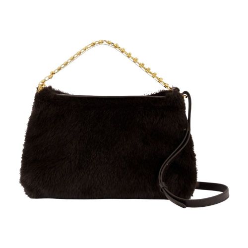 Faux Fur Shoulder Bag — Black