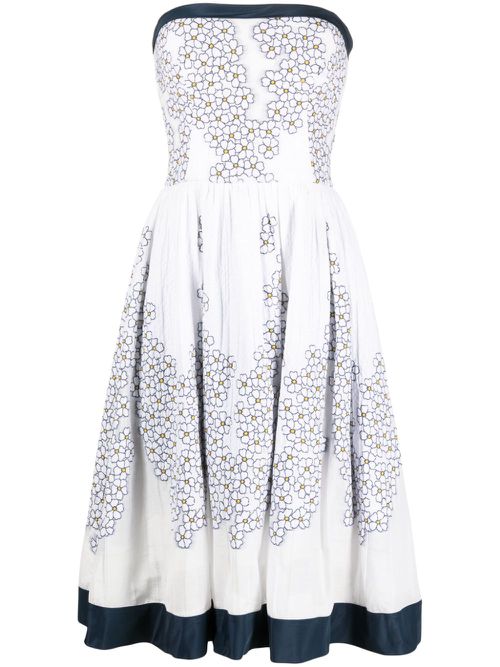 Off-shoulder floral-print dress - White
