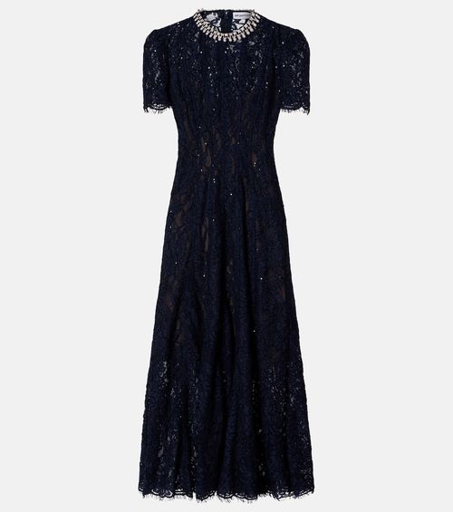 Embellished lace midi dress