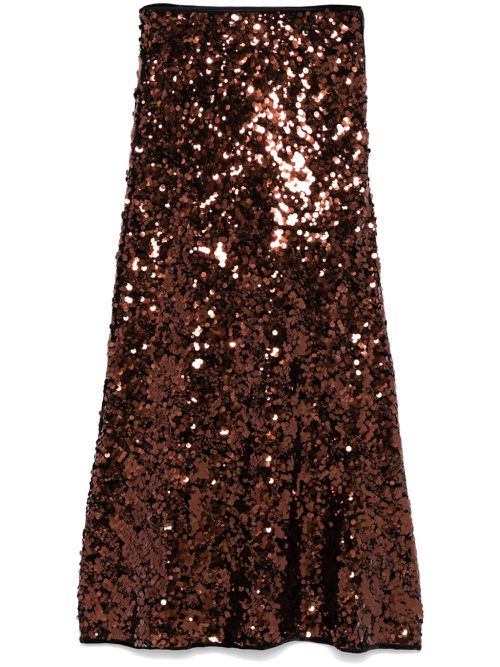 Sequinned maxi skirt - Brown