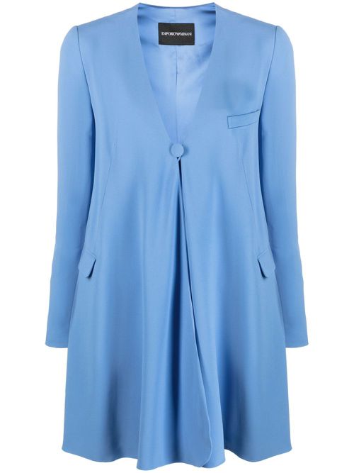 Single-breasted oversized blazer - Blue