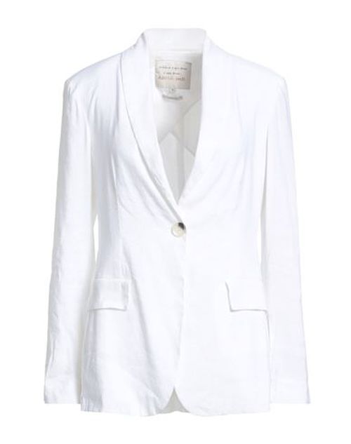 Woman Blazer Ivory Size 10 Linen, Viscose, Elastane