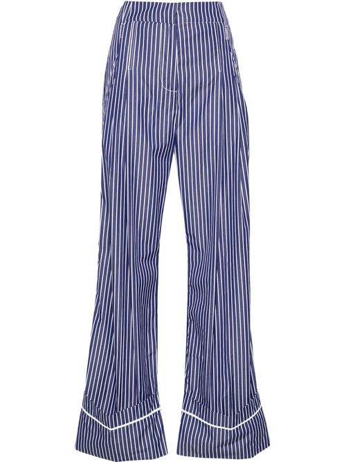 Pleat-detail striped trousers - Blue