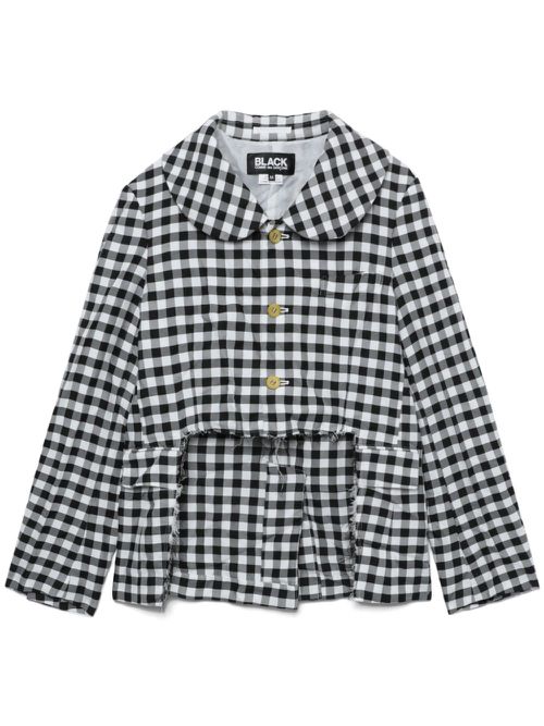 Cut-out gingham check jacket - White