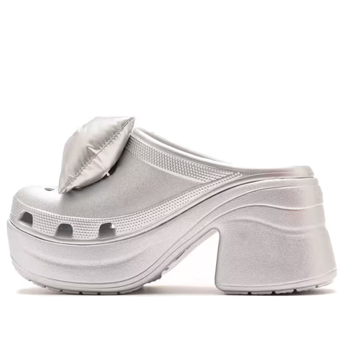 (WMNS) Siren Metallic Bow Clogs 'Silver'