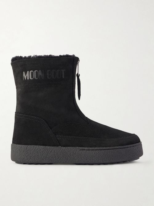 Lara Suede And Shearling Ankle Boots - Black
