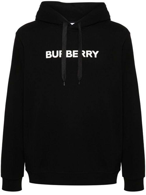 Logo-print cotton hoodie - Black