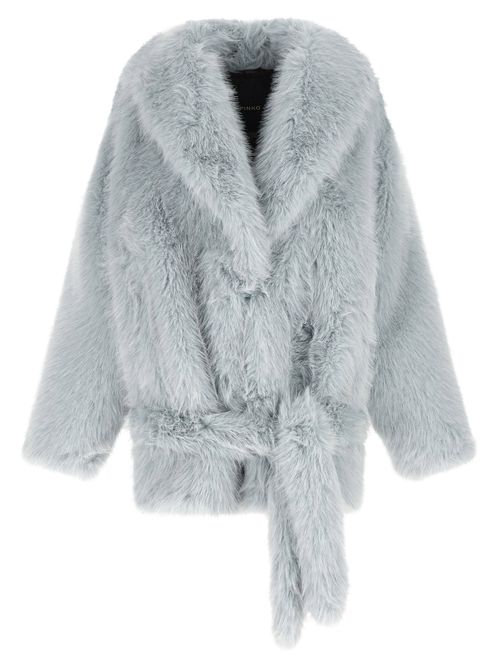 Faux Fur Shawl Collar Jacket — gray
