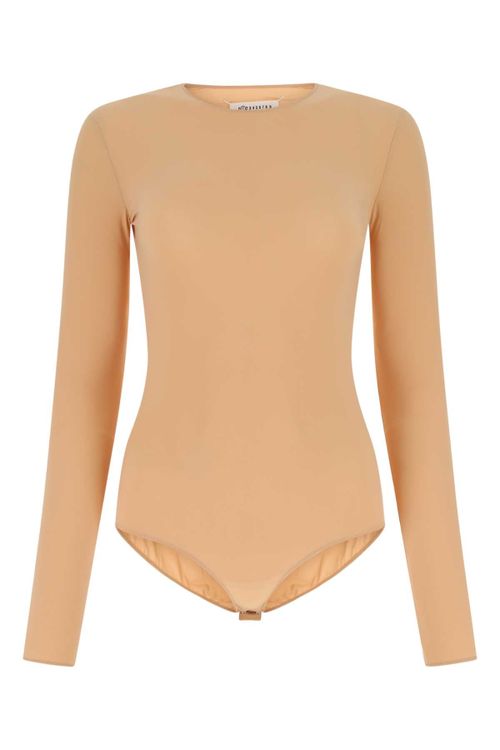 Stretch Nylon Bodysuit — Beige