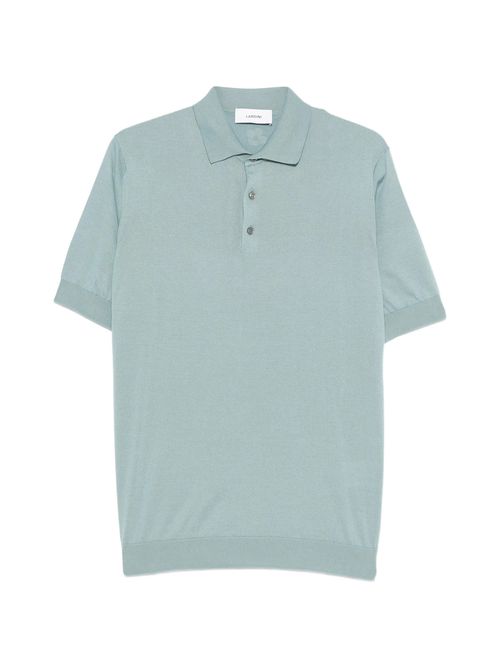 Ribbed Trim Knit Polo with Button Placket