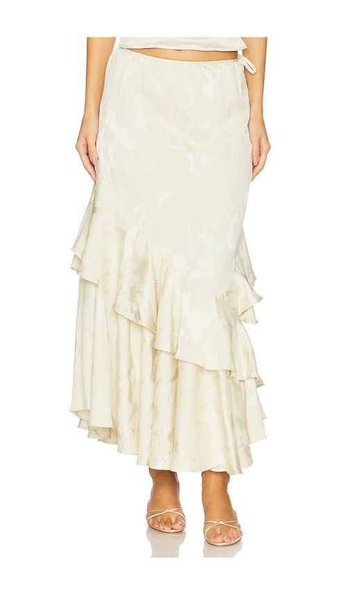 Free People Autumn Promenade Maxi Skirt in Cream. - 8 also , 10, 12, 2