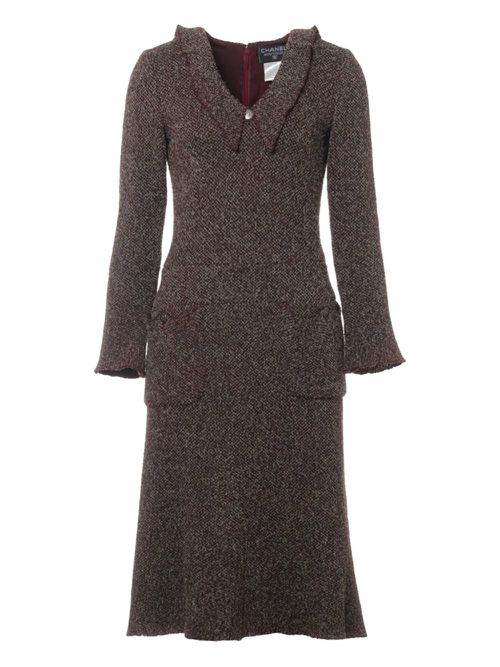 CHANEL Pre-Owned wool midi dress - Brown