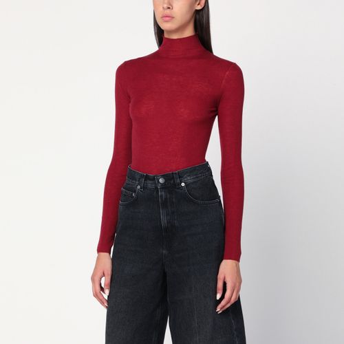 6397 Bordeaux Semi-Sheer Turtleneck