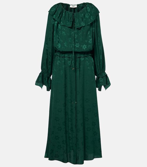 Chloé Ruffled floral silk jacquard midi dress