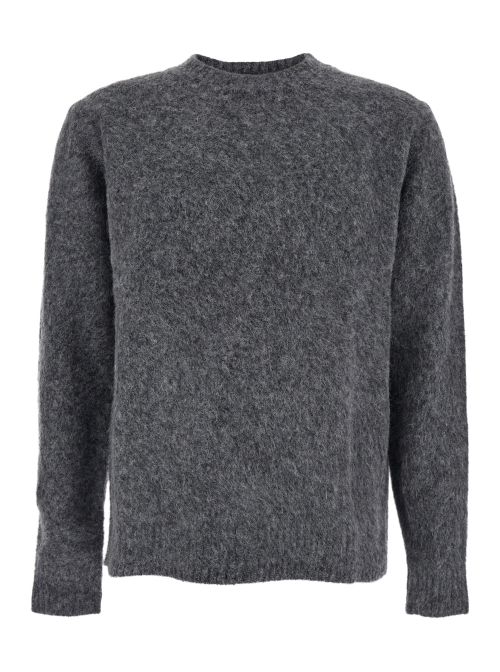 Alpaca Blend Crewneck Sweater — Gray