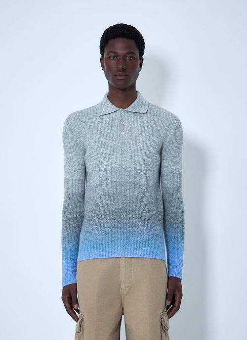 Ribbed Knit Polo Sweater