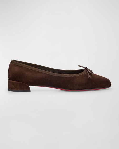 Sweetie Suede Bow Red Sole Ballerina Flats