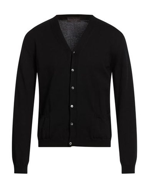 Man Cardigan Black Size M Cotton