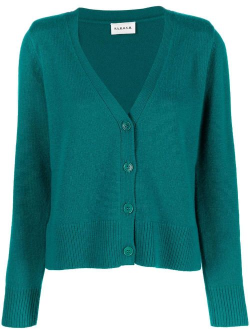 Long-sleeve wool cardigan - Green