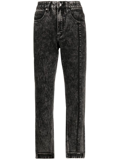 High-rise straight-leg jeans - Black
