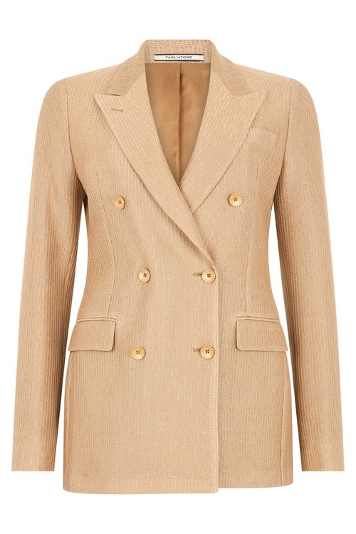 Women's Double-Breasted Cotton Blazer with Classic Collar