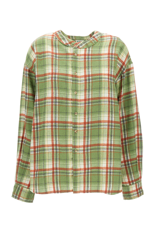 Flared Oversized Shirt With Stand-Up Collar And Button Fastening