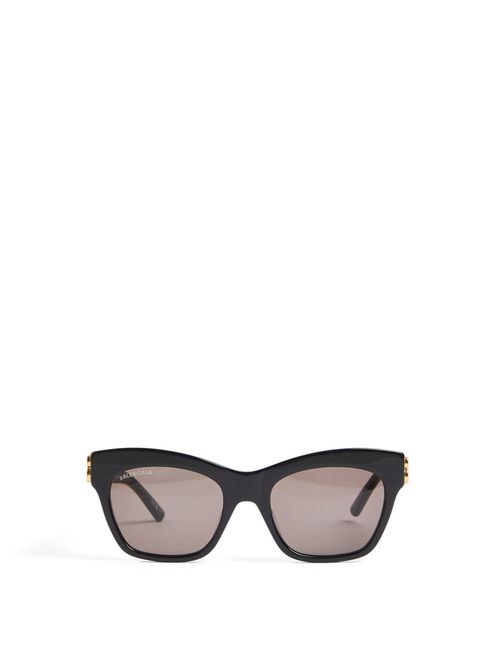 Bb0132S Square Butterfly Logo Arm Acetate Sunglasses in Black/Gold/Black