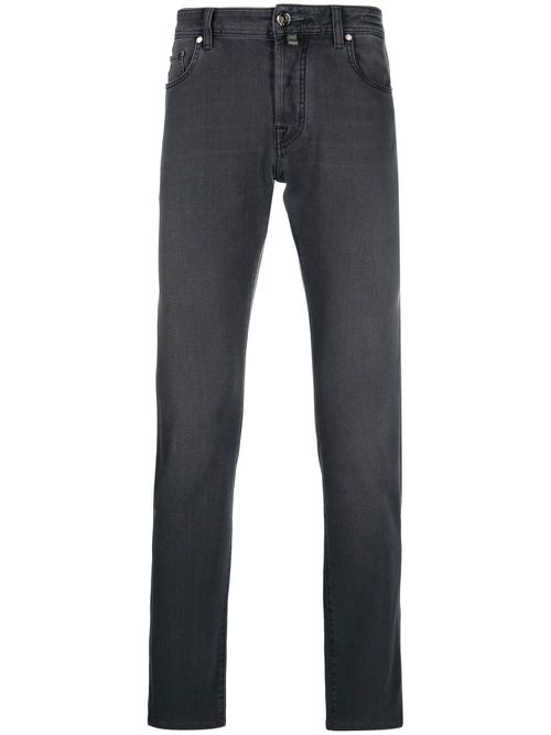 Scarf-detail straight-leg jeans - Grey
