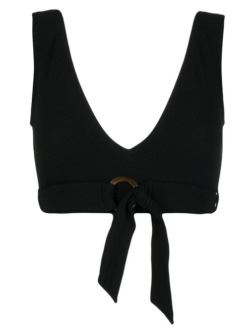 Ribbed V-neck bikini top - Black