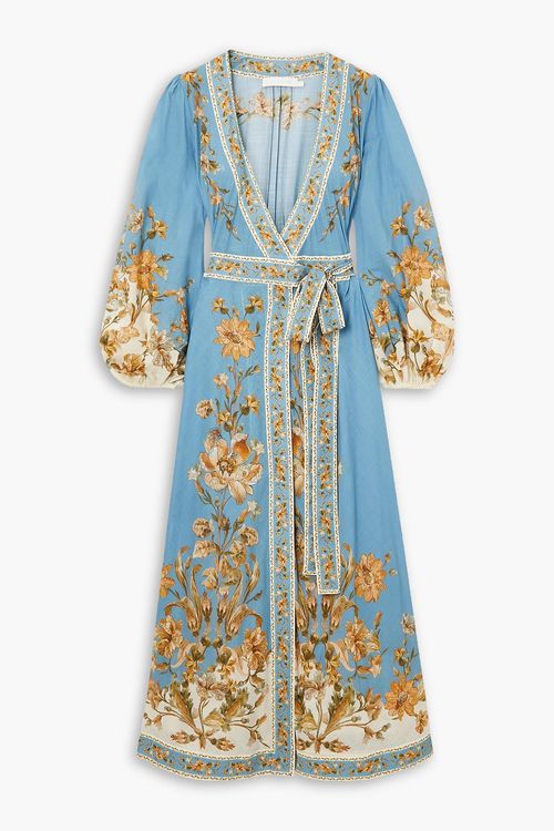 Zimmermann - Chintz belted floral-print cotton midi dress - Blue - 00
