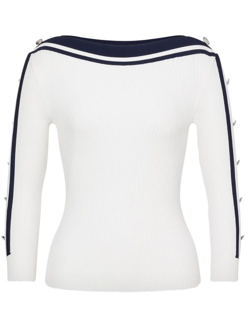 Stripe-detailing sweater - White