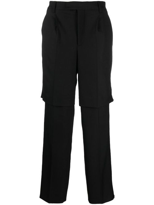 Straight-leg virgin wool-blend trousers - Black