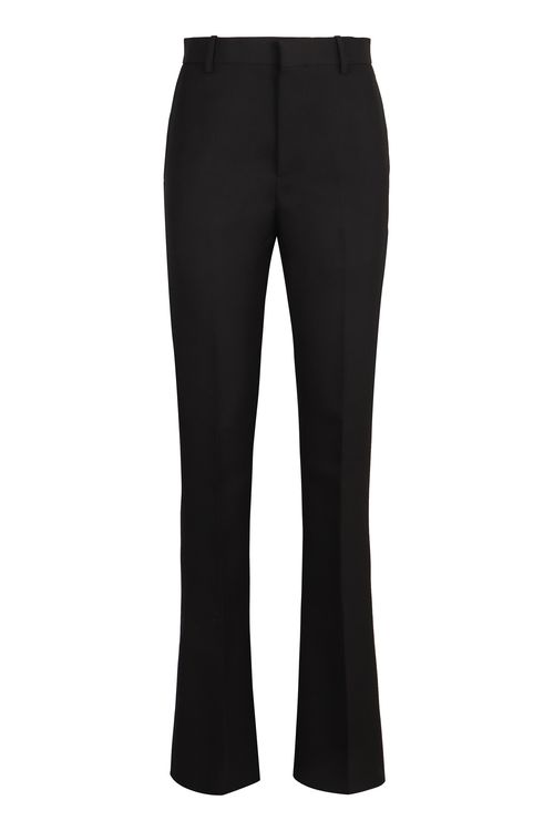 Wool Flared Trousers with Back Welt Pocket
