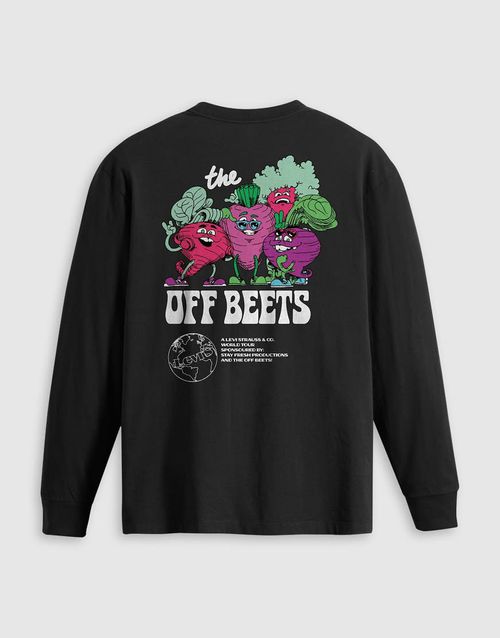 Off beets back print authentic fit long sleeve t-shirt in black