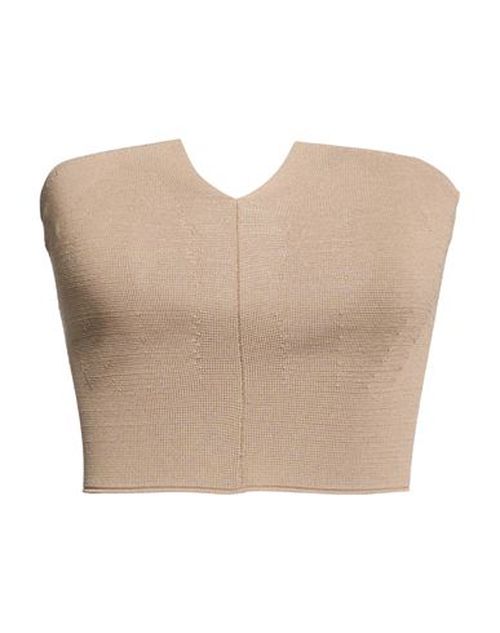 Woman Top Khaki Size 2 Viscose, Polyamide