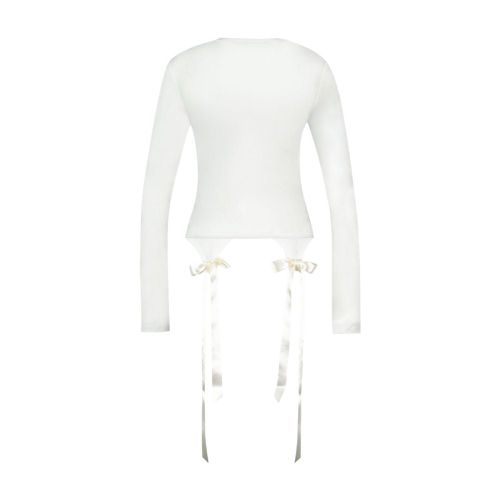 Bow-Tail Long Sleeve T-Shirt — White
