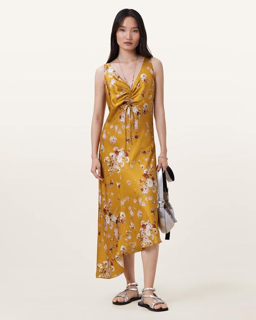 Alexia V-Neck Drawstring Midi Slip Dress