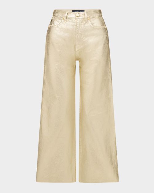 Taylor Metallic High-Rise Wide-Leg Cropped Jeans