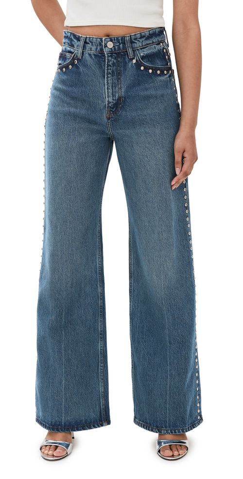 Cary High Rise Slouchy Wide Leg Jeans Chesapeake Studded
