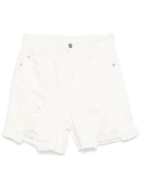 Floral lace appliqué shorts - White
