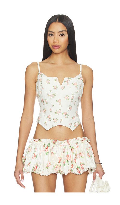 Yuhan Wang Bustier Top in Rose Print. S also in M