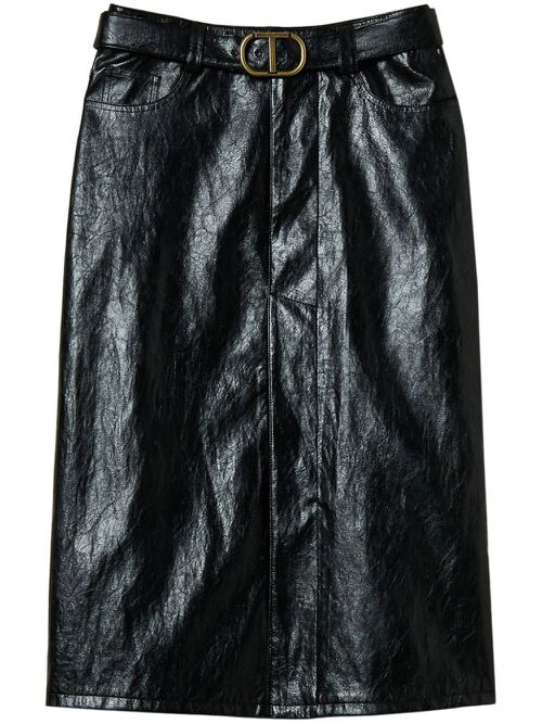Logo-plaque midi skirt - Black