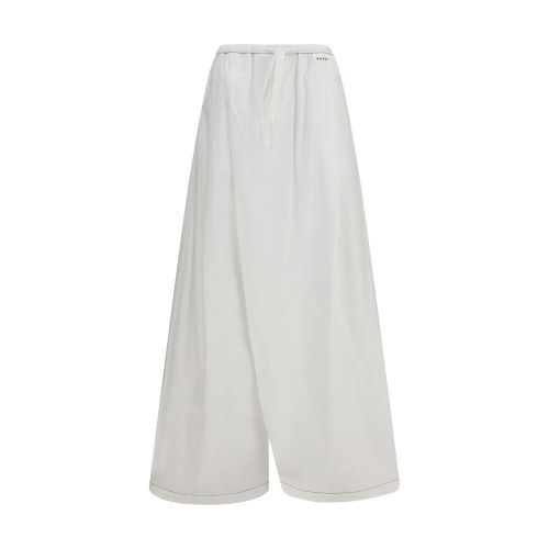 Wide-Leg Cotton Trousers — White