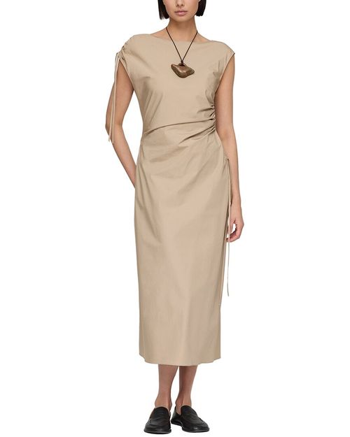 Gathered Tie Cap Sleeve Dress