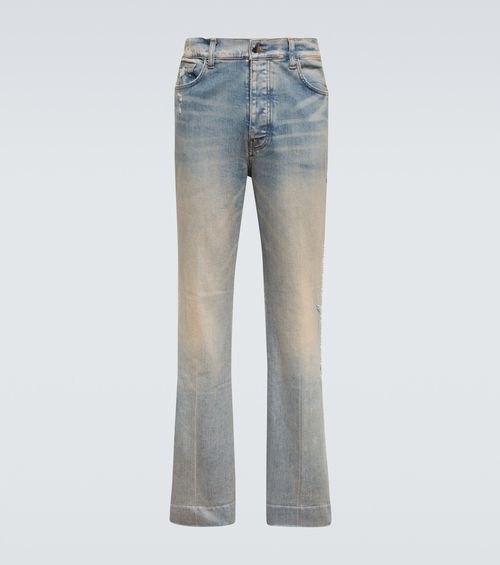Distressed embellished denim jeans