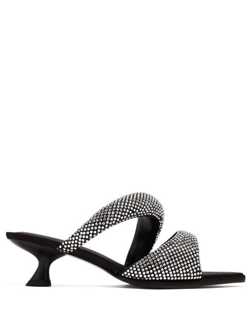 Sara 50mm crystal-embellished mules - Black