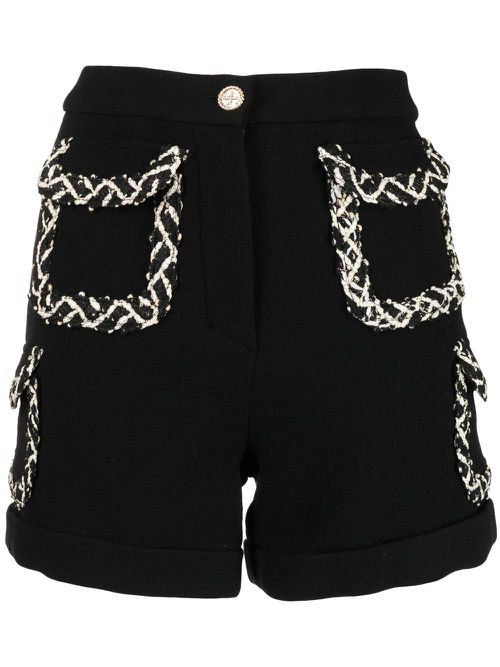 Tweed pocketed shorts - Black