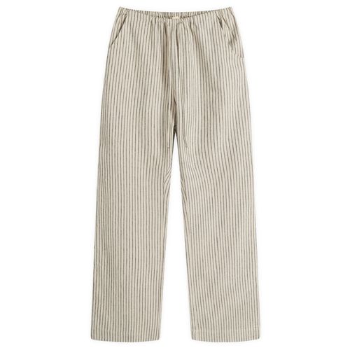 Women's Linen Stripe Drawstring Pant in Stone Stripe