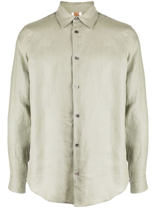 Button-up linen shirt - Green