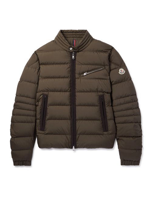 Grosgrain-Trimmed Logo-Appliquéd Quilted Shell Down Jacket - Men - Brown - 5